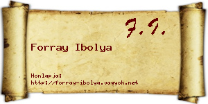 Forray Ibolya névjegykártya